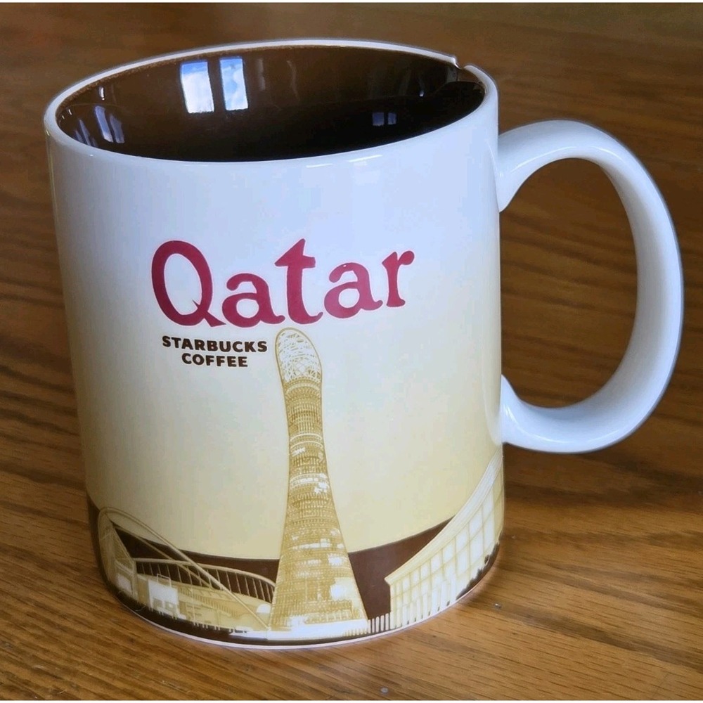 Starbucks Qatar Coffee Mug Global Icon Series Beige 16 oz Collectible 2011